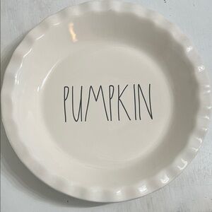 Rae Dunn Cream Ceramic 'PUMPKIN' Pie Plate